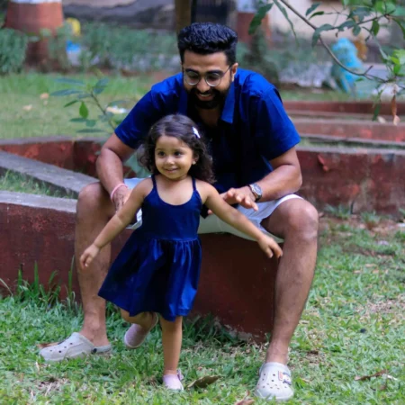 Navy Blue Adult Shirt & Kid's Frock
