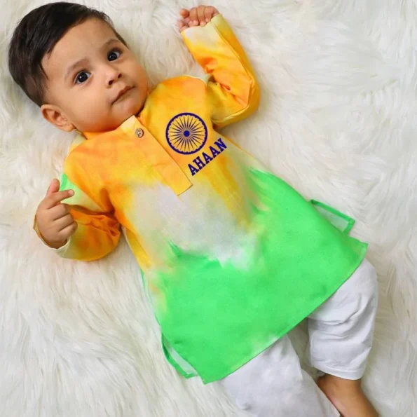 Tricolor Kurta with Customized Name On Kurta
