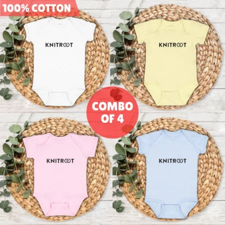 Knitroot Basics 100% cotton onesies – Multicolor (pack of 4)