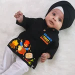 First Baisakhi Black Kurta Set for Kids