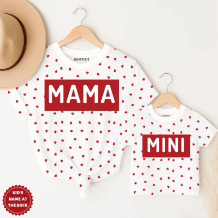 Mama Mini Allover Heart Print Combo Outfit